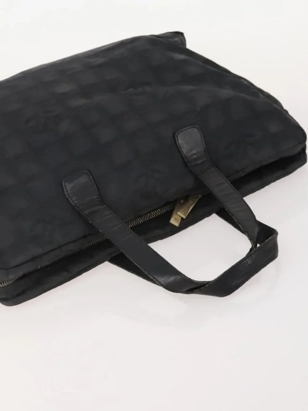 CHANEL New Travel line Tote Bag Nylon 3 Set Black Beige CC Auth BA12660
